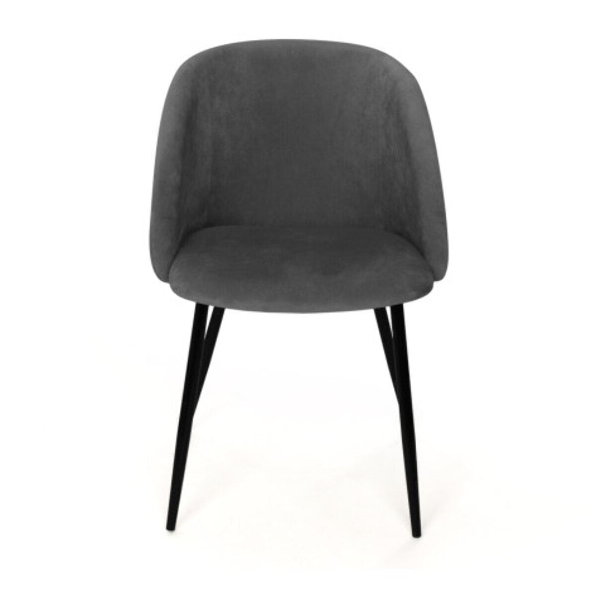 Chaises Nina velours gris pieds noirs- lot de 2