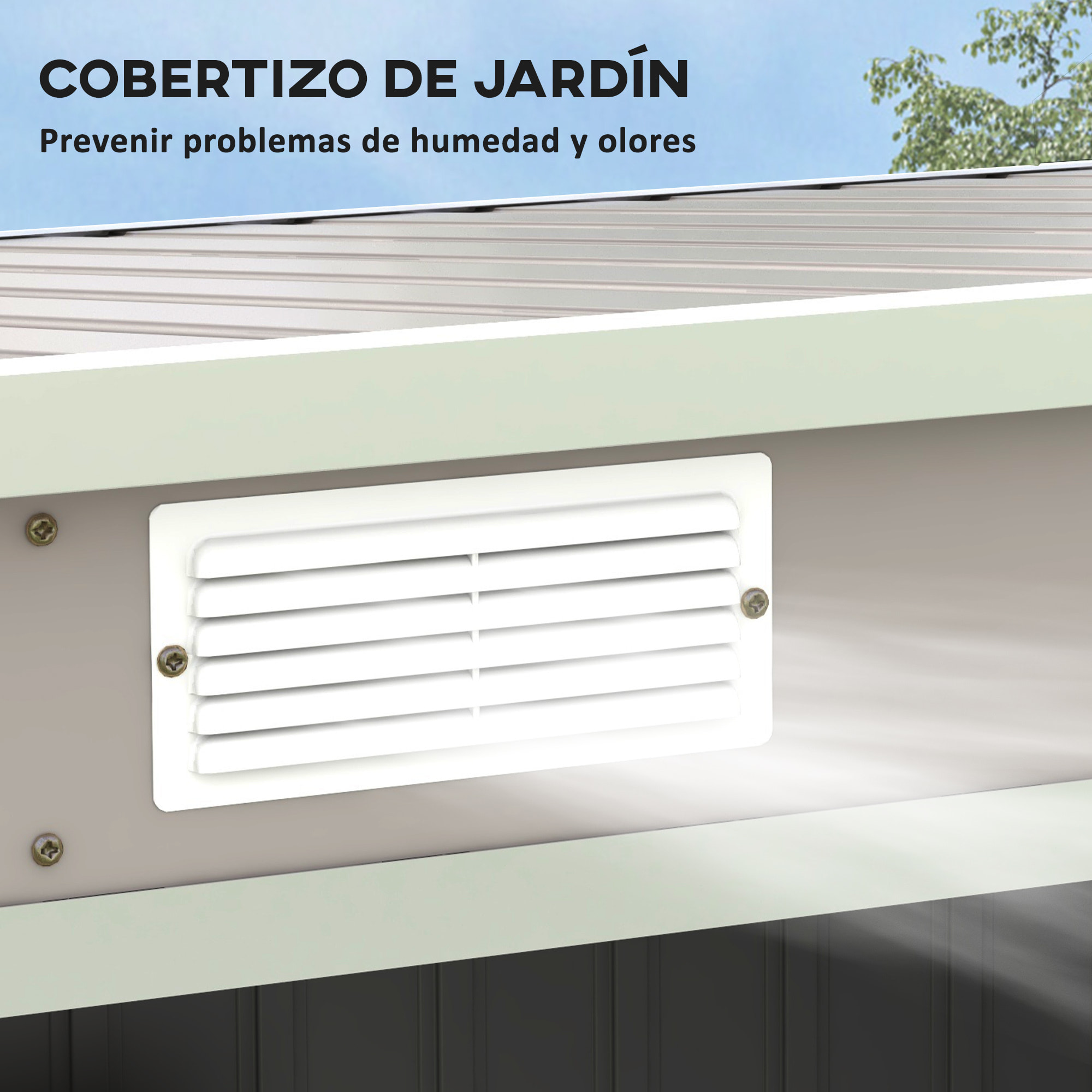 Caseta de Jardín Exterior 3,2 m² 280x130x172 cm Cobertizo de Jardín Exterior con Puerta Corredera Techo Inclinado Base Refuerzo (Suelo NO Incluido) y 2 Ventanas Gris Claro