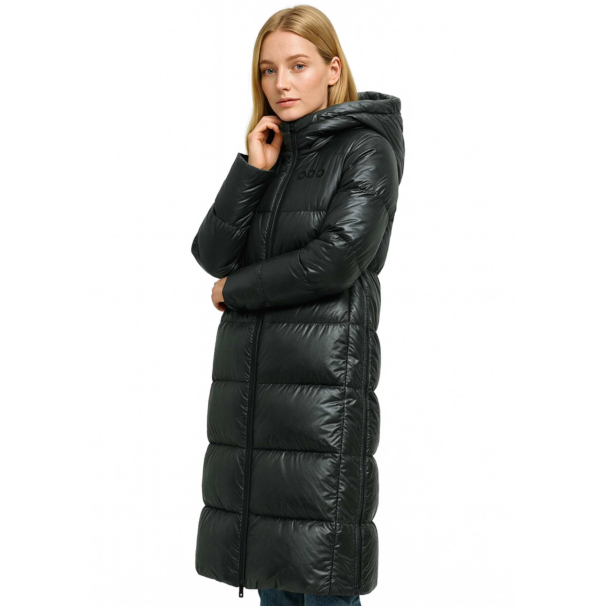 Abrigo para mujer ECOON Niza long jacket - Verde Oscuro