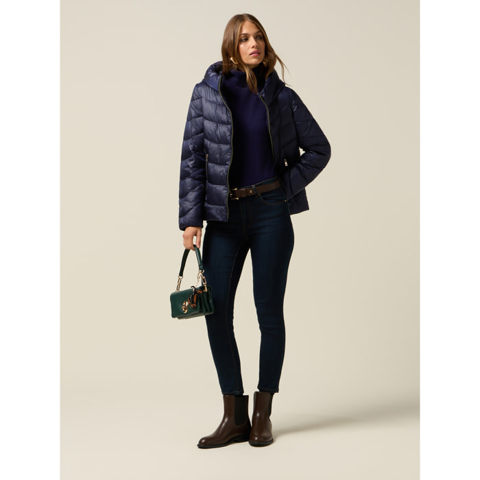 Oltre - Jeans skinny in denim con dettaglio fibbia - Blu