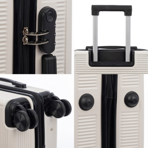Set di 3 valigie Trolley, in materiale leggero ABS ad alta resistenza. Chiusura numerica e 4 ruote doppie rimovibili e girevoli a 360°.