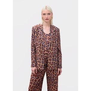 Top girocollo con stampa animalier