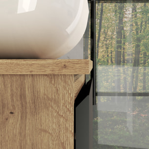 CONJUNTO DE BAÑO NIA | MUEBLE SUSPENDIDO | 60 CM NEGRO | DOS CAJONES | LAVABO SOBREPUESTO | NO INCLUYE ESPEJO | MUEBLE MONTADO| ALDAY