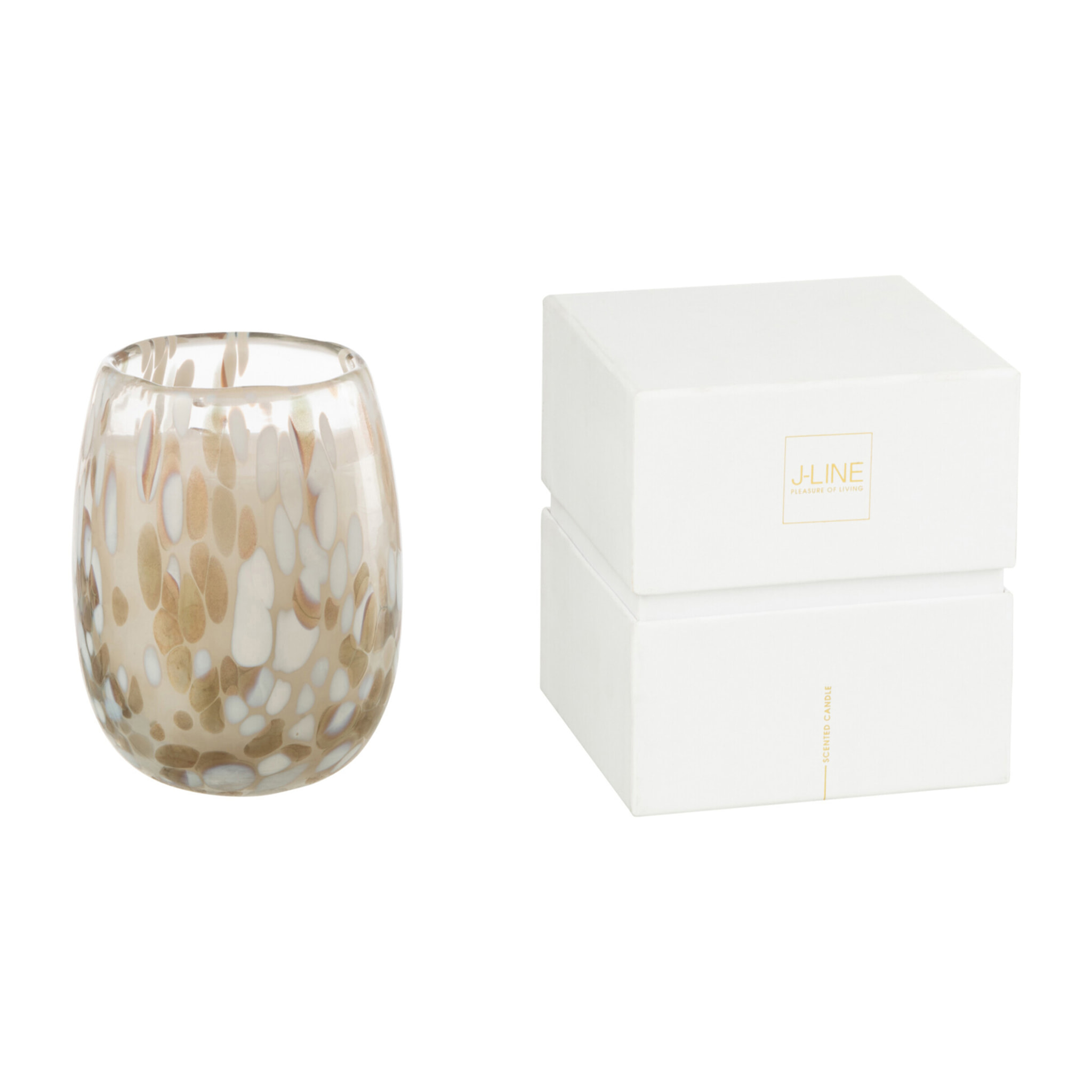 J-Line bougie parfumée Mia - Osmanthus & Suede - verre - blanc/mix - small - 90H