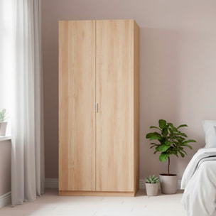 Armadio Guardaroba A 2 Ante Con Asta Appendiabiti E Ripiano Interno Mobile Armadio Salvaspazio Design Moderno Minimal 81 x 52 x 180 Cm Rovere Chiaro