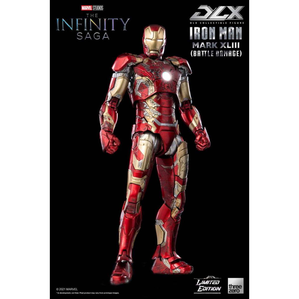 Infinity Saga Dlx Action Figura 1/12 Iron Man Mark 43 (battle Damage) Edizione Limitata 17 Cm Threezero