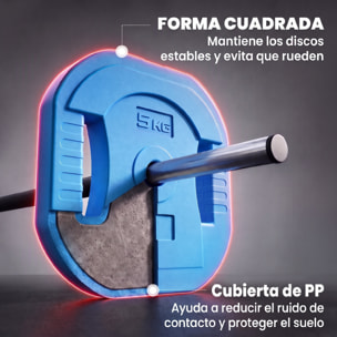 SPORTNOW Barra de Pesas 30 kg, Set de Pesas Ajustables con Barra de Acero de 140 cm, 8 Discos de 4x5kg, 2x2,5kg, 2x1,25kg, 2 Clips, Juego de Mancuernas para Entrenamiento de Fuerza en Casa Gimnasio