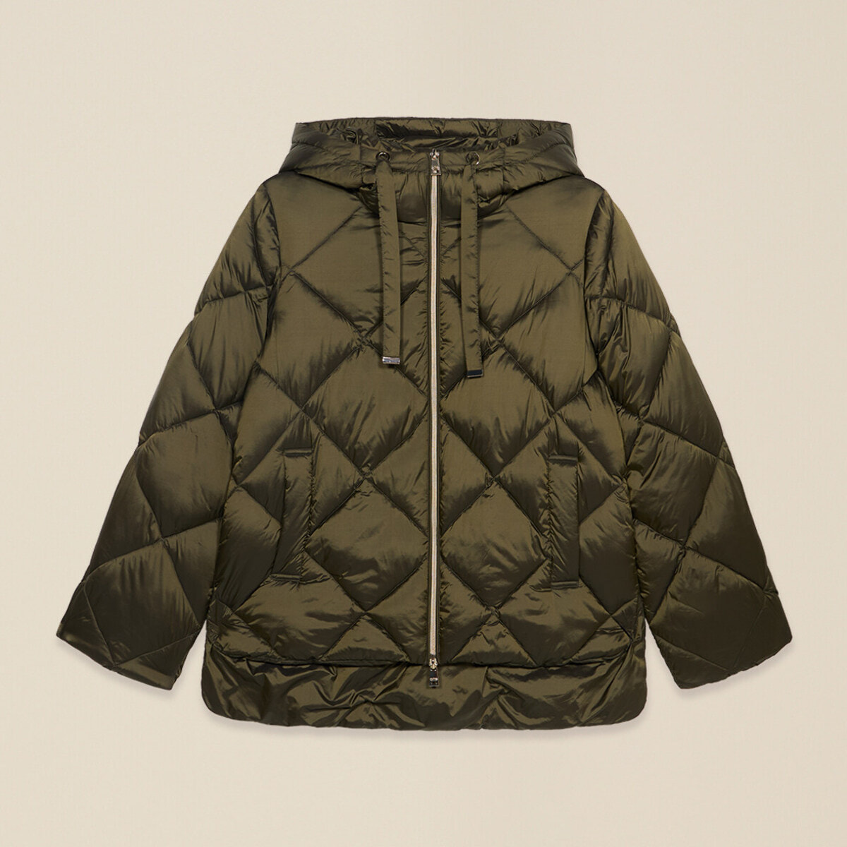 Oltre - Piumino over trapuntato con cappuccio - Verde militare