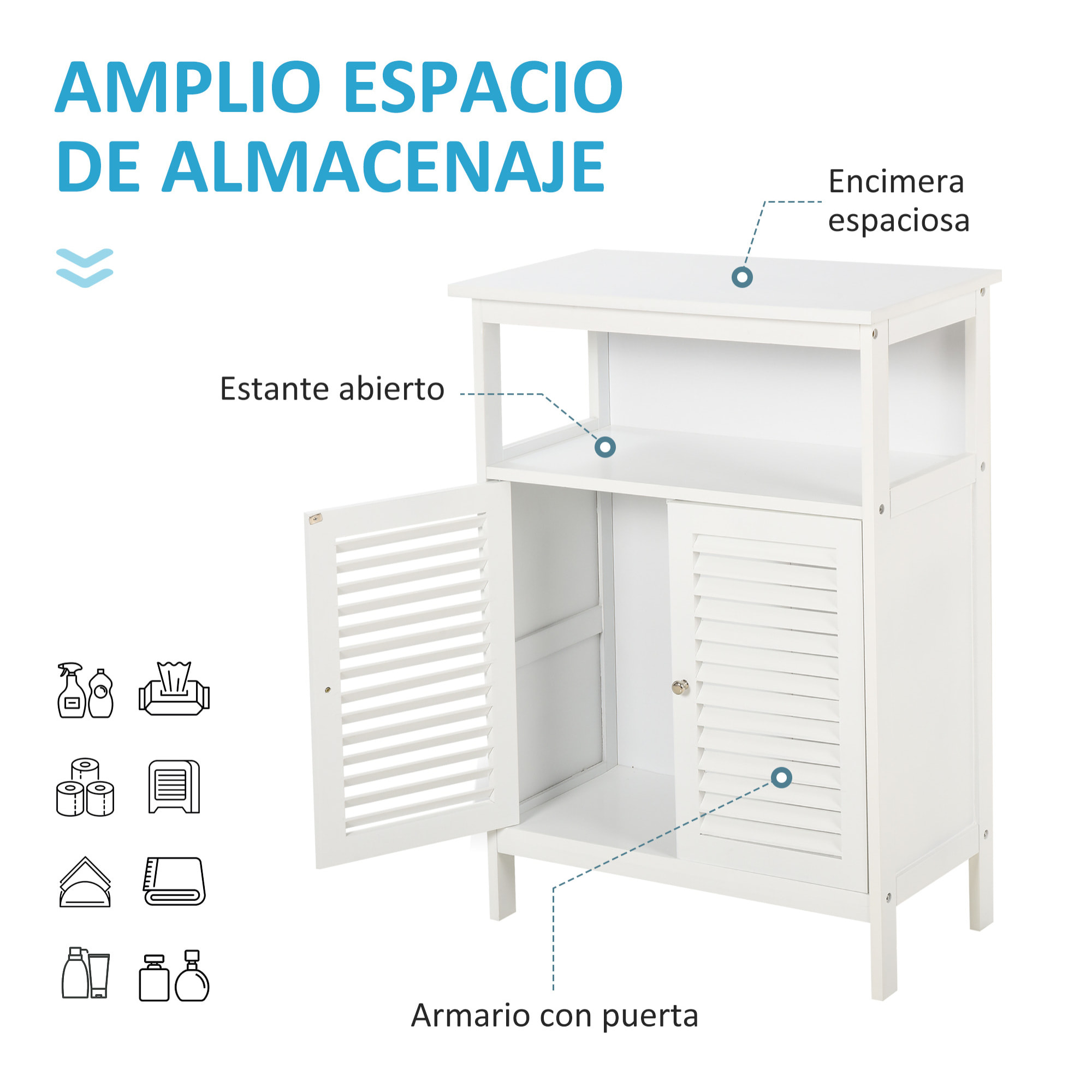 Armario de Baño con Estantes de Madera 60x30x81,6 cm Blanco