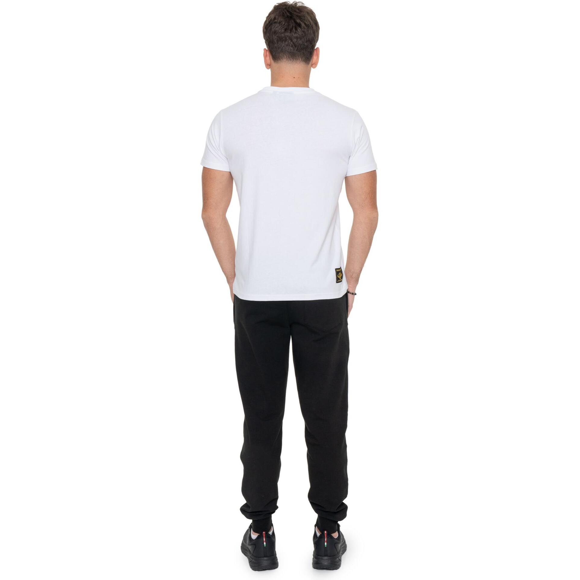 T-shirt in cotone elasticizzato a manica corta con logo grande Leone 1947 Gold