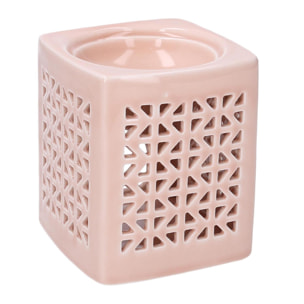 Bruciaessenze in ceramica rosa quadro cm10x10h12