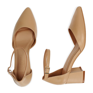 Zapatos de salón nude, tacón de 6 cm