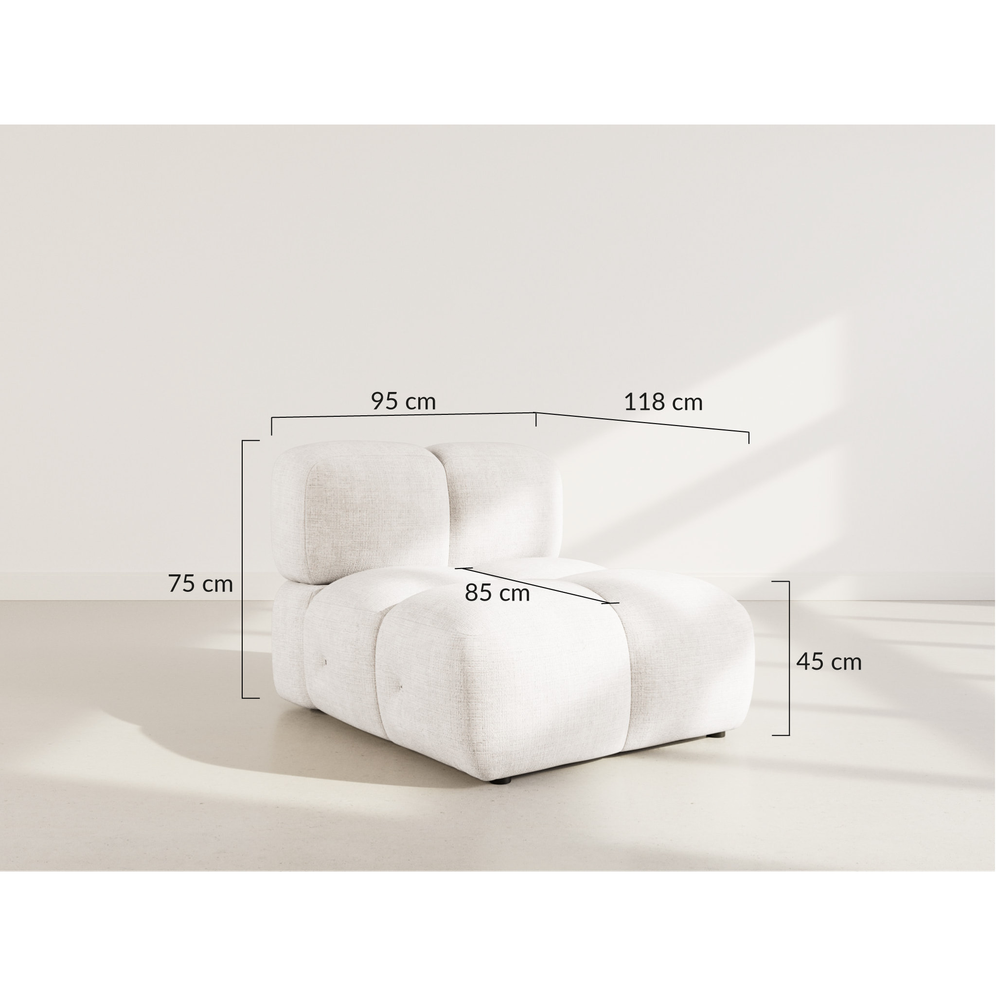 Grace - module d'assise en velours texturé - Vert Olive