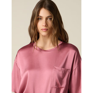 Oltre - Blusa boxy in raso di viscosa - Rosa
