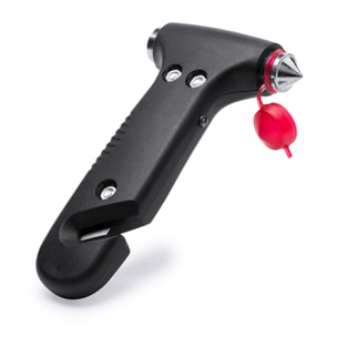 Martillo de emergencia multifunción Seleter, con linterna LED, rompecristales, cortacinturones y pilas de botón incluidas.