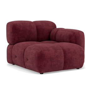 Grace - module d'assise droit en velours texturé - Prune