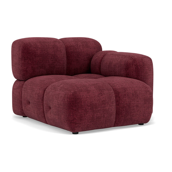 Grace - module d'assise droit en velours texturé - Prune