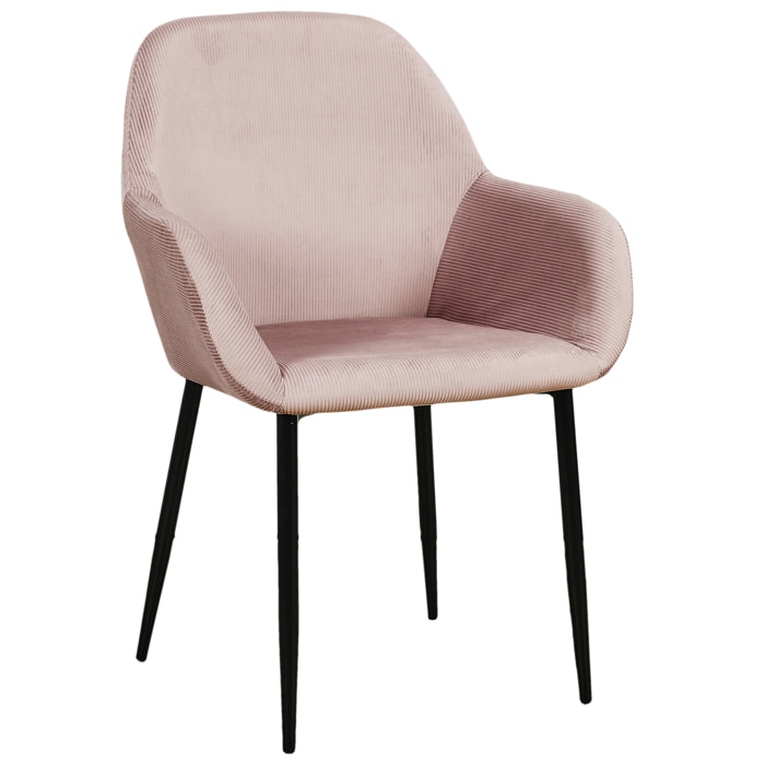 Fauteuil Giulia Rose Velours Cotele - Lot De 2