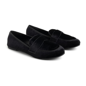 Mocassino in velluto con fascia penny - NERO