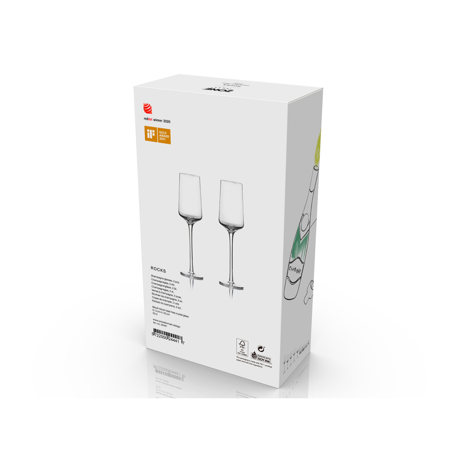 Set de 2 verres de champagne Rocks 23 cl