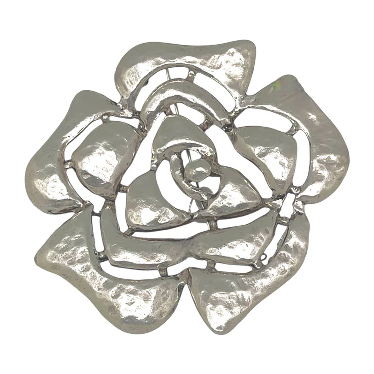 Broche Camelia en plata 10µ grande 3D