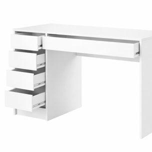 Scrivania moderna con 4 Cassetti e 1 cassettone centrale Ufficio Mobile Desk 120 x 55 x 75 cm  bianco lucido