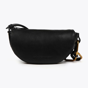 Borsa a tracolla con rondelle e nastro con logo