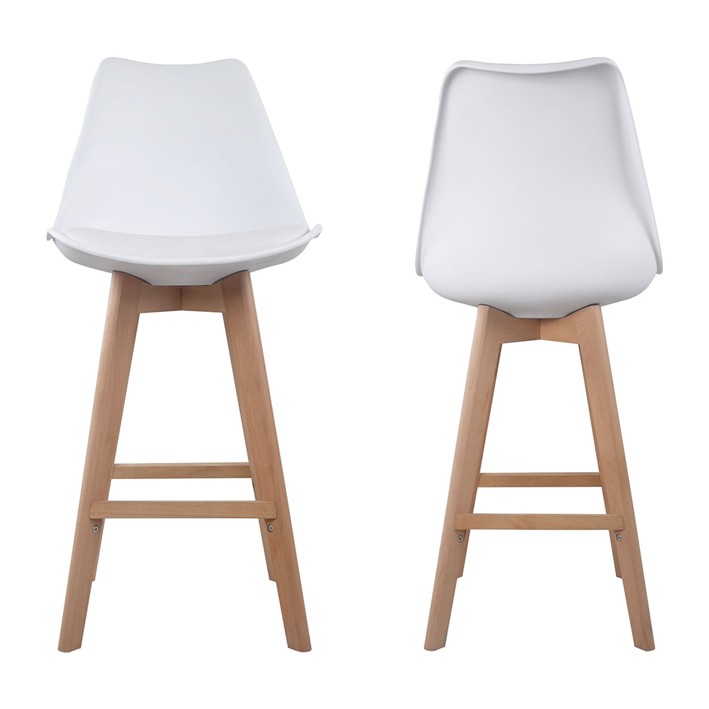 Lot de 2 tabourets scandinaves SVEN blanc avec coussin