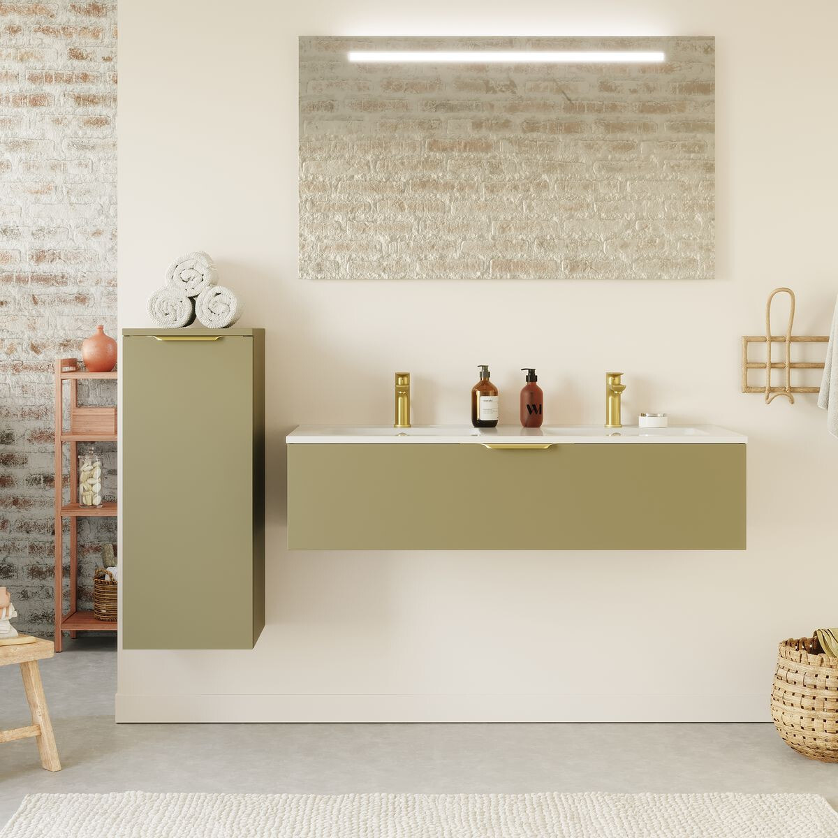 Ensemble double vasque 1 tiroir + miroir - VENICE