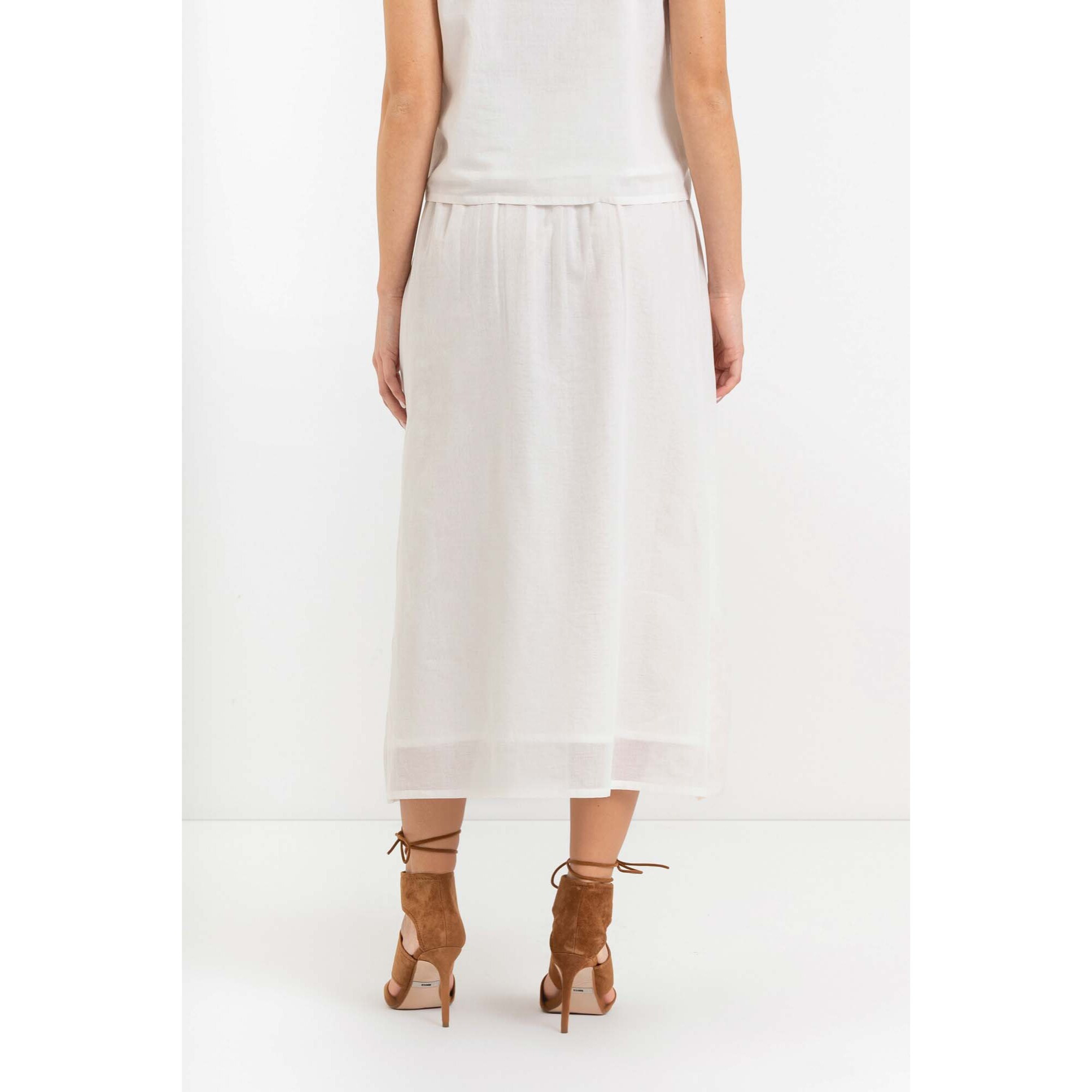 Kocca - Gonna da donna in cotone con ricami e vita arricciata Donna