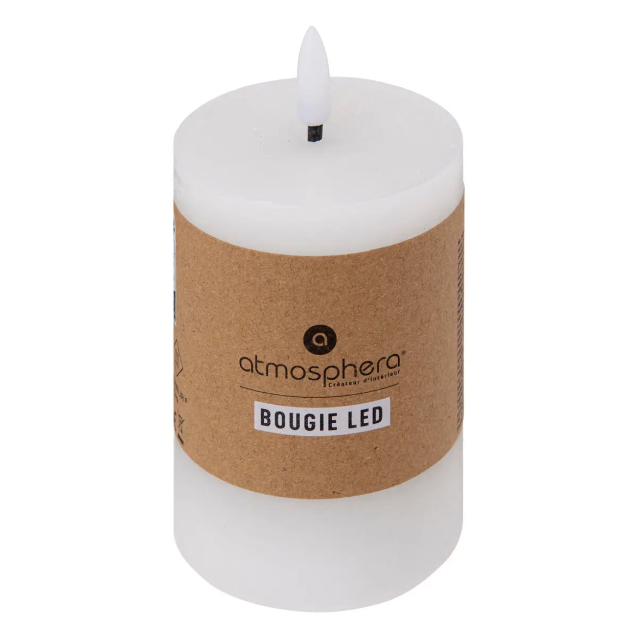 Bougie ronde LED Molia 7x13cm blanc