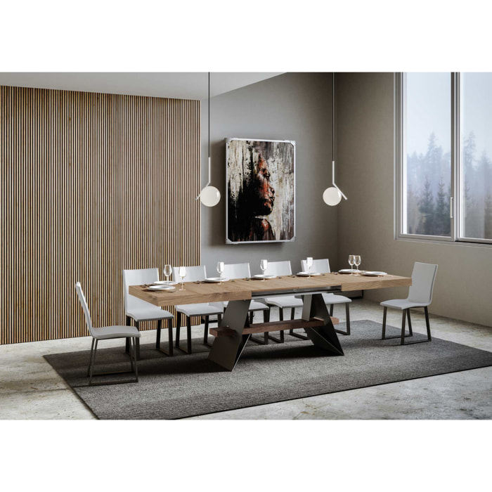 Tavolo allungabile 90x160/420 cm Baita Quercia Natura telaio Antracite