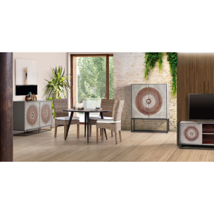 Mesa de comedor - Madera de Mango y Metal - - 75x120x120cm