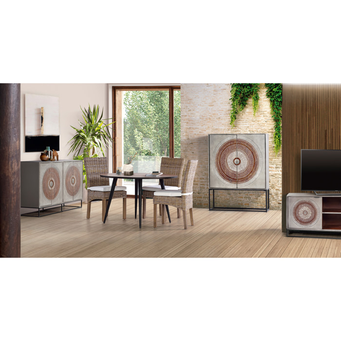 Mesa de comedor - Madera de Mango y Metal - - 75x120x120cm