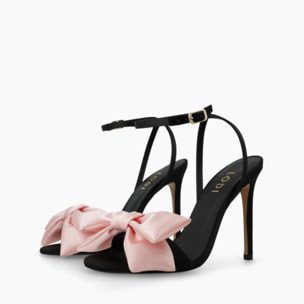 SANDALIAS NEGRAS LAZO ROSA WANS-TE