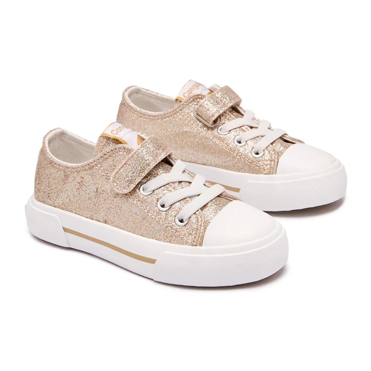 Zapatillas de Niña con Glitter Dorado