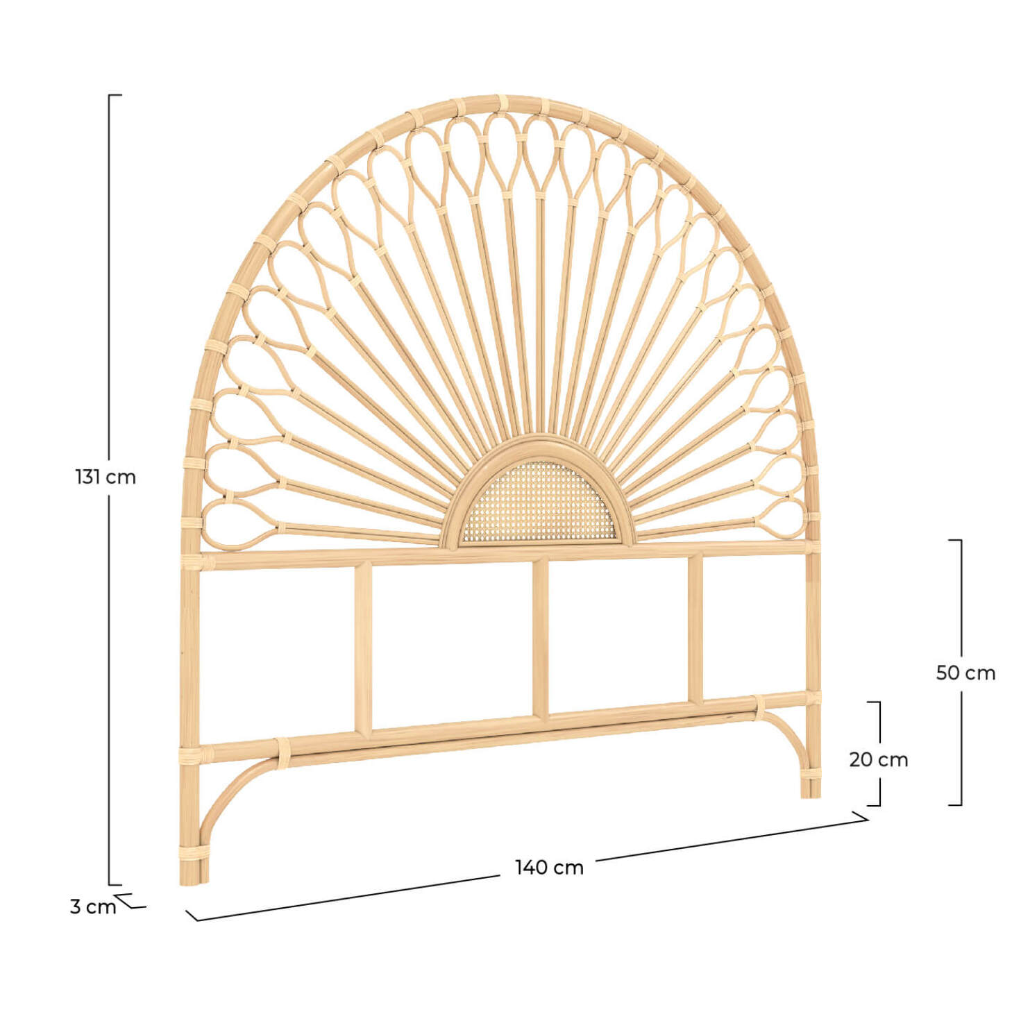 Tête de lit en rotin naturel 140 cm - Alan