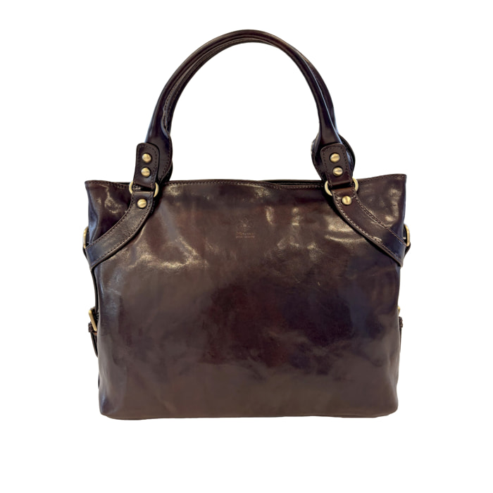 Borsa a Spalla Borsa Shopper da Donna in Pelle Lucida con Tracolla Removibile
