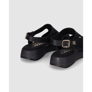 Sandalias de Piel - Negro - Tacón: 3 cm