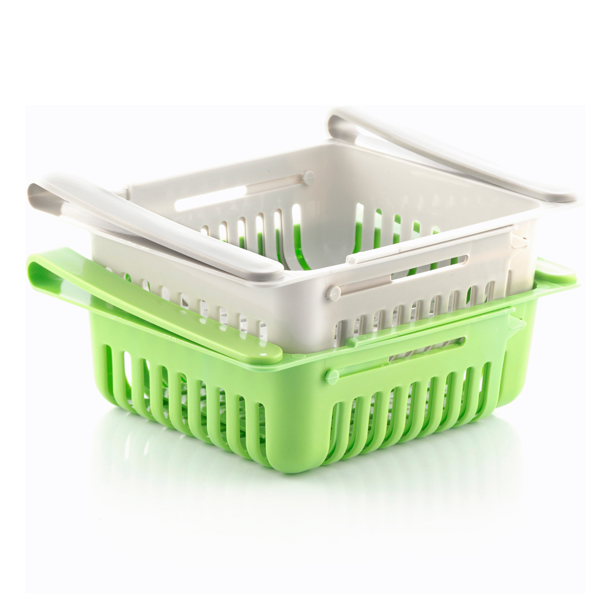 Pacco di 2 Organizer per Frigorifero Regolabile Friwer - Bianco - 20-28x16,5x7 Cm