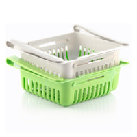 Pacco di 2 Organizer per Frigorifero Regolabile Friwer - Bianco - 20-28x16,5x7 Cm