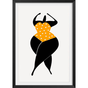 Poster silhouette estivale Affiche + cadre en bois - Noir