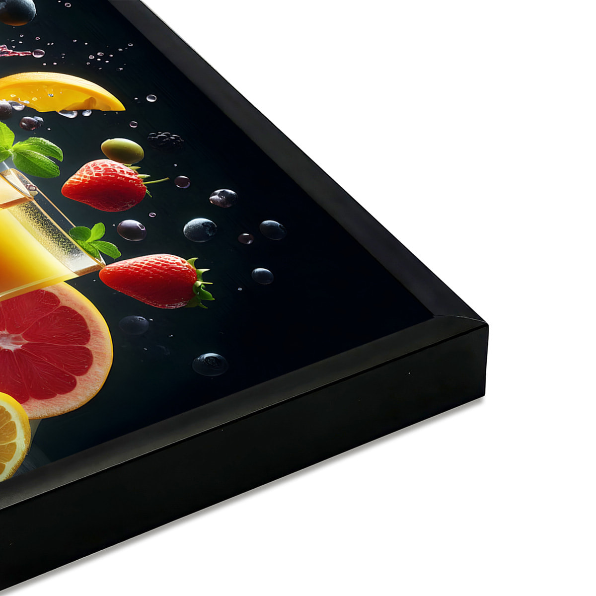 Affiche encadrée fruits rouges en éclaboussure Affiche + cadre en métal - Noir