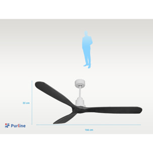 Ventilateur de plafond Réversible  Thermostat Wifi Moteur à courant continu Toits en pente Télécommande Hypersilence Mémoire FullWood Shopify Vendible (AUTOMATIQUE)