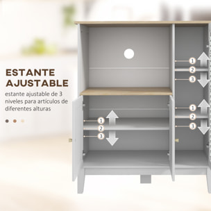 Mueble Auxiliar de Cocina Moderno Mueble para Microondas Aparador de Cocina con Estantes 3 Puertas Compartimiento Abierto y Sistema Anti-vuelco para Comedor 80x35x97 cm Blanco