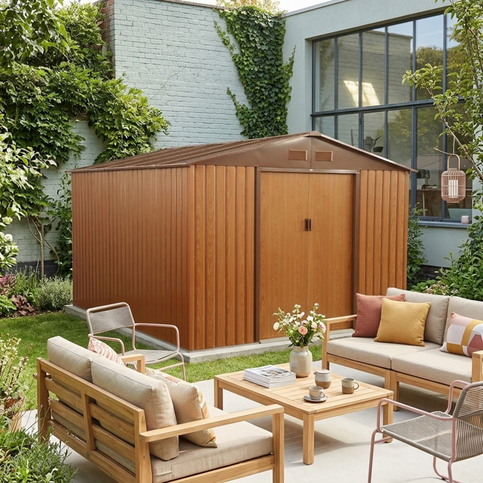 Abri de jardin métal 8,95m² avec kit d'ancrage FLANDRES