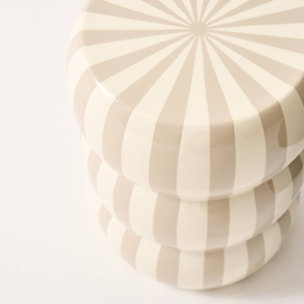 Table d'appoint. bout de canapé. table de chevet acier émaillé beige et blanc Ø33x H 46cm - Loli