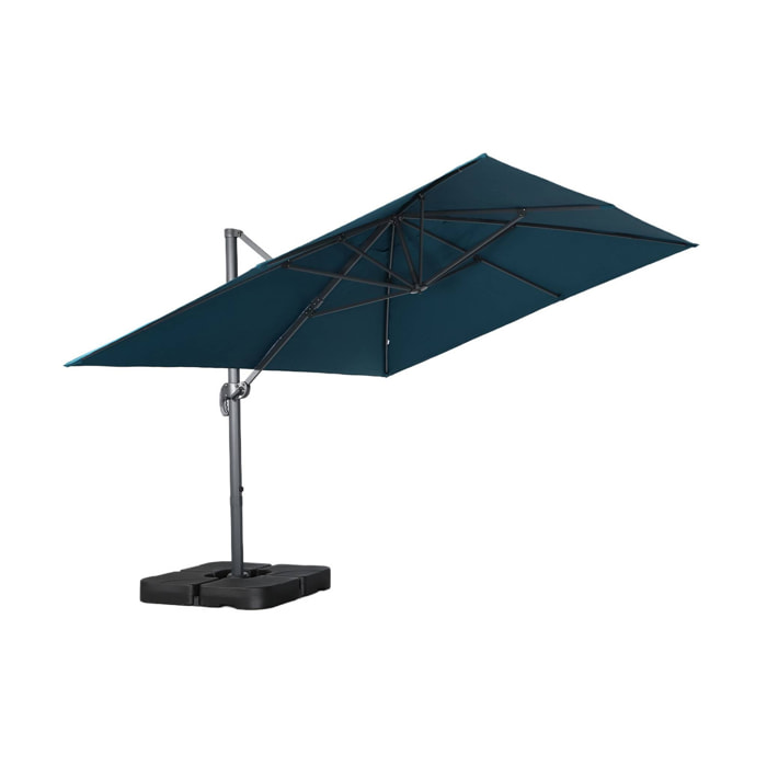 Parasol déporté rectangulaire 3x4m + dalles à lester 50x50cm WIMEREUX + DALLES