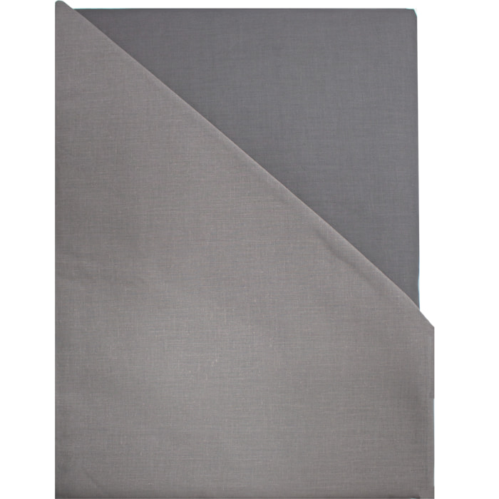 COMPLETO LENZUOLA LETTO SIGNOLO TINTA UNITA BICOLOR GRIGIO SCURO