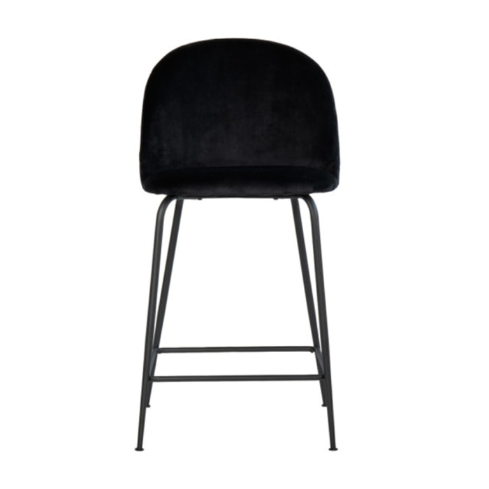 Lot de 2 chaises de bar en velours avec piètement en métal noir - 6 coloris - CLEA